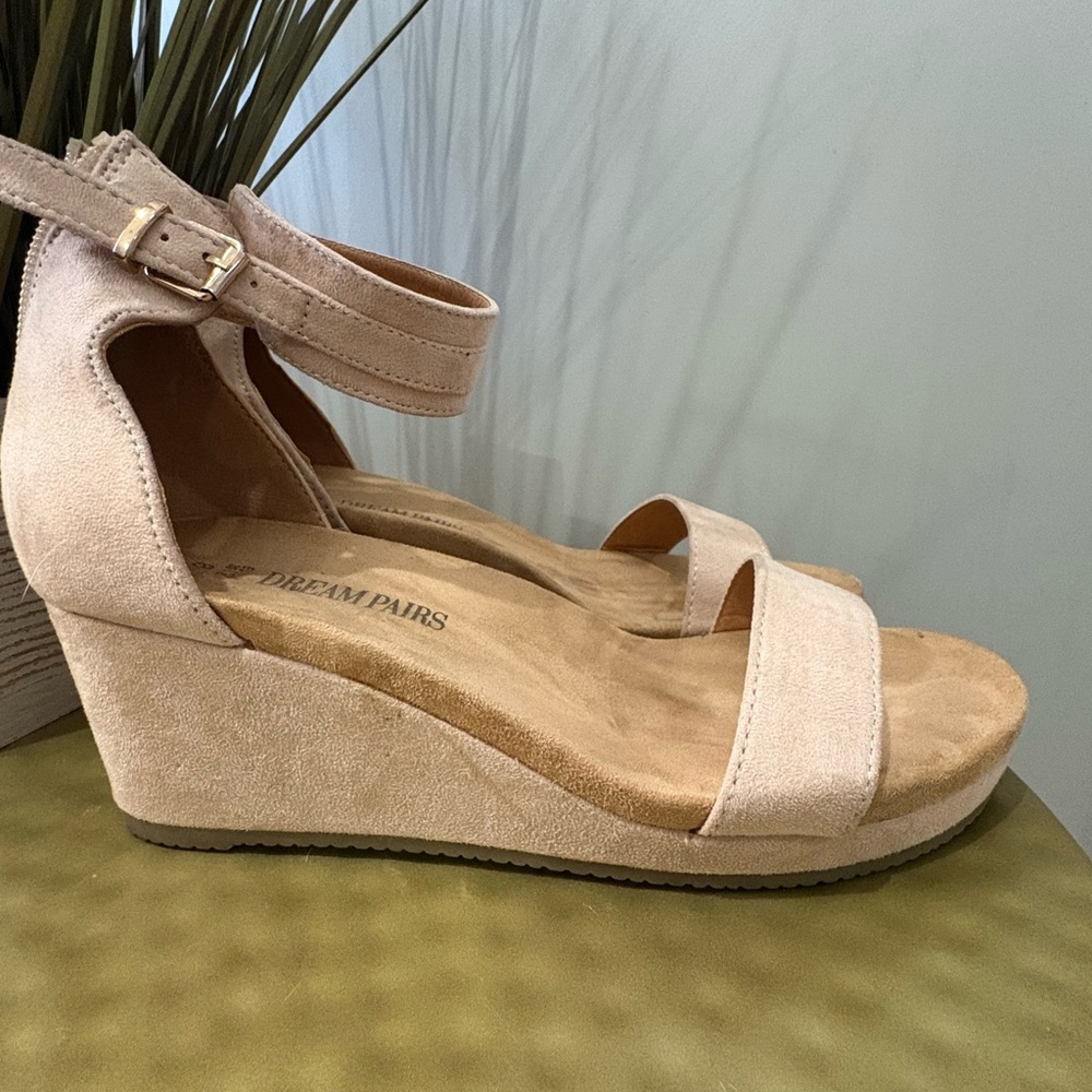 Dream Pairs Beige Wedge Sandals